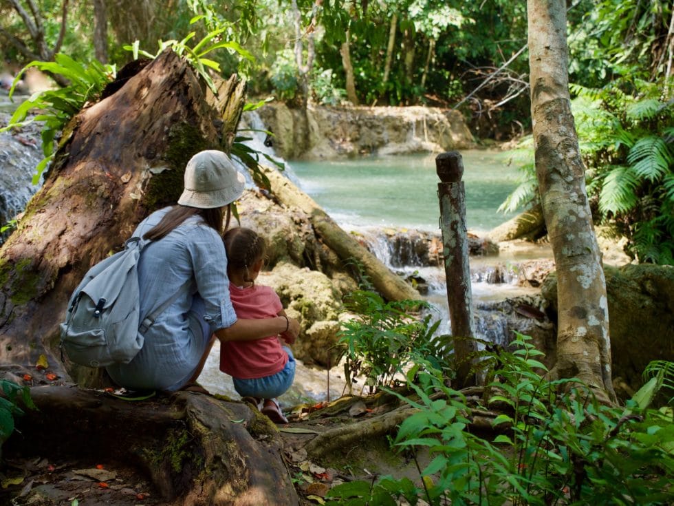 family travel, kuang si waterfall, laos luxury travel